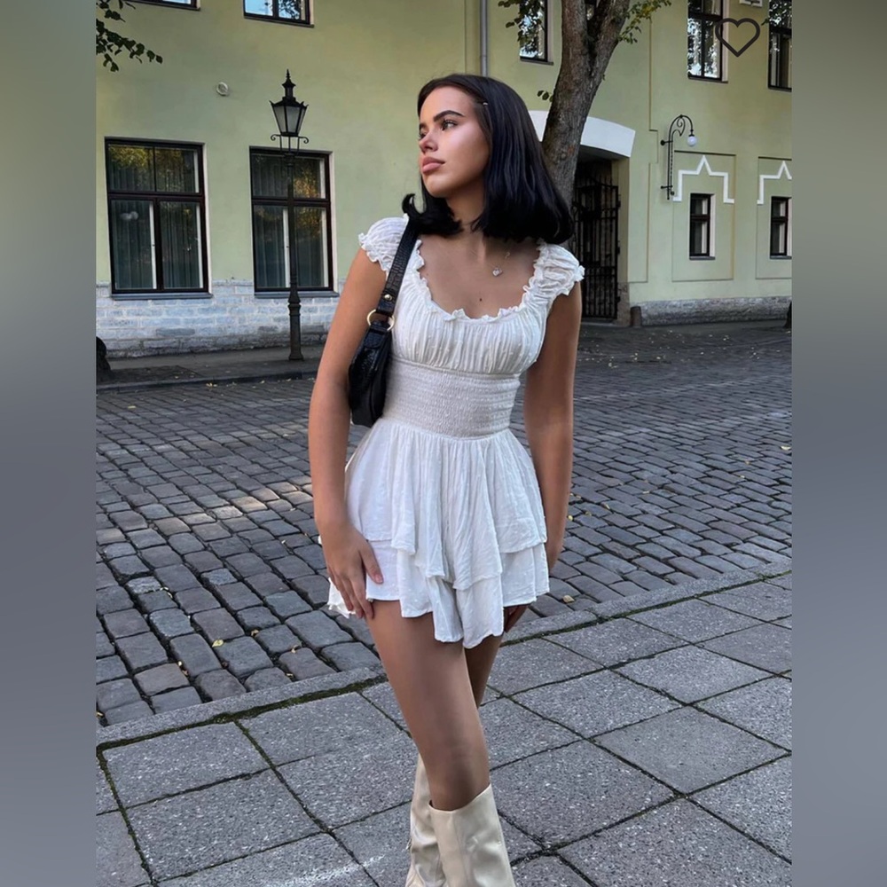 Princess Polly THE LOVE GALORE ROMPER WHITE